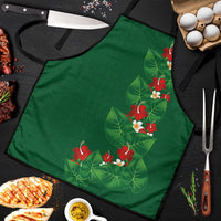 Hawaiian Taro Leaves-Hibiscus and Plumeria Apron Polynesian Art-Kakau Tattoo Green LT03 Green - Polynesian Pride