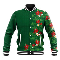 Hawaiian Taro Leaves-Hibiscus and Plumeria Baseball Jacket Polynesian Art-Kakau Tattoo Green LT03 Unisex Green - Polynesian Pride