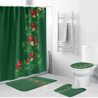 Hawaiian Taro Leaves-Hibiscus and Plumeria Bathroom Set Polynesian Art-Kakau Tattoo Green LT03 Bathroom Set (4 pcs) Green - Polynesian Pride