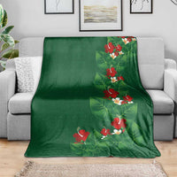 Hawaiian Taro Leaves-Hibiscus and Plumeria Blanket Polynesian Art-Kakau Tattoo Green LT03 - Polynesian Pride
