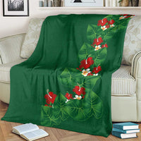 Hawaiian Taro Leaves-Hibiscus and Plumeria Blanket Polynesian Art-Kakau Tattoo Green LT03 - Polynesian Pride