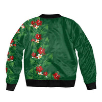 Hawaiian Taro Leaves-Hibiscus and Plumeria Bomber Jacket Polynesian Art-Kakau Tattoo Green LT03 - Polynesian Pride