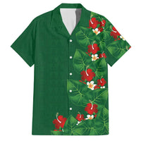 Hawaiian Taro Leaves-Hibiscus and Plumeria Family Matching Long Sleeve Bodycon Dress and Hawaiian Shirt Polynesian Art-Kakau Tattoo Green LT03 Dad's Shirt - Short Sleeve Green - Polynesian Pride