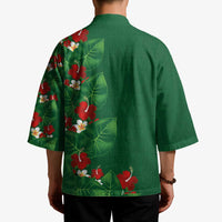 Hawaiian Taro Leaves-Hibiscus and Plumeria Kimono Polynesian Art-Kakau Tattoo Green LT03 - Polynesian Pride