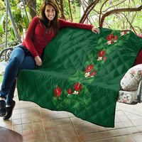 Hawaiian Taro Leaves-Hibiscus and Plumeria Quilt Polynesian Art-Kakau Tattoo Green LT03 - Polynesian Pride