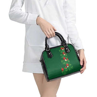 Hawaiian Taro Leaves-Hibiscus and Plumeria Shoulder Handbag Polynesian Art-Kakau Tattoo Green LT03 - Polynesian Pride