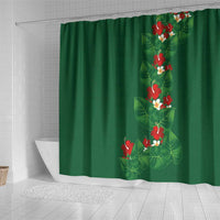 Hawaiian Taro Leaves-Hibiscus and Plumeria Shower Curtain Polynesian Art-Kakau Tattoo Green LT03 - Polynesian Pride