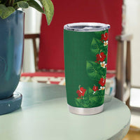 Hawaiian Taro Leaves-Hibiscus and Plumeria Tumbler Cup Polynesian Art-Kakau Tattoo Green LT03 - Polynesian Pride