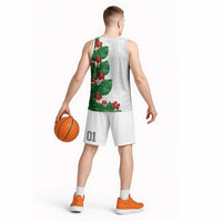 Hawaiian Taro Leaves-Hibiscus and Plumeria Basketball Jersey Polynesian Art-Kakau Tattoo White LT03 - Polynesian Pride