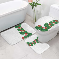 Hawaiian Taro Leaves-Hibiscus and Plumeria Bathroom Set Polynesian Art-Kakau Tattoo White LT03 - Polynesian Pride