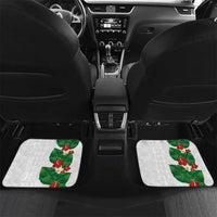 Hawaiian Taro Leaves-Hibiscus and Plumeria Car Mats Polynesian Art-Kakau Tattoo White LT03 Set 2pcs - Back White - Polynesian Pride