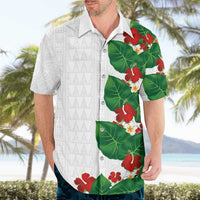 Hawaiian Taro Leaves-Hibiscus and Plumeria Hawaiian Shirt Polynesian Art-Kakau Tattoo White LT03 - Polynesian Pride