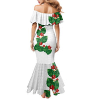 Hawaiian Taro Leaves-Hibiscus and Plumeria Mermaid Dress Polynesian Art-Kakau Tattoo White LT03 - Polynesian Pride
