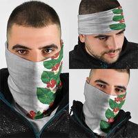 Hawaiian Taro Leaves-Hibiscus and Plumeria Neck Gaiter Polynesian Art-Kakau Tattoo White LT03 - Polynesian Pride
