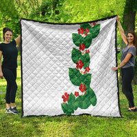 Hawaiian Taro Leaves-Hibiscus and Plumeria Quilt Polynesian Art-Kakau Tattoo White LT03 - Polynesian Pride
