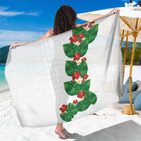 Hawaiian Taro Leaves-Hibiscus and Plumeria Sarong Polynesian Art-Kakau Tattoo White LT03 One Size 44 x 66 inches White - Polynesian Pride