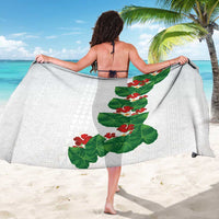 Hawaiian Taro Leaves-Hibiscus and Plumeria Sarong Polynesian Art-Kakau Tattoo White LT03 - Polynesian Pride