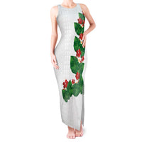 Hawaiian Taro Leaves-Hibiscus and Plumeria Tank Maxi Dress Polynesian Art-Kakau Tattoo White LT03 Women White - Polynesian Pride