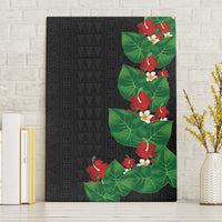 Hawaiian Taro Leaves-Hibiscus and Plumeria Canvas Wall Art Polynesian Art-Kakau Tattoo Black LT03 Without Frame Black - Polynesian Pride