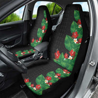 Hawaiian Taro Leaves-Hibiscus and Plumeria Car Seat Cover Polynesian Art-Kakau Tattoo Black LT03 - Polynesian Pride