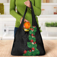 Hawaiian Taro Leaves-Hibiscus and Plumeria Grocery Bag Polynesian Art-Kakau Tattoo Black LT03 - Polynesian Pride