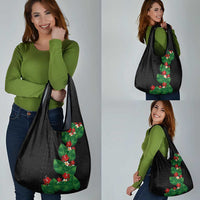 Hawaiian Taro Leaves-Hibiscus and Plumeria Grocery Bag Polynesian Art-Kakau Tattoo Black LT03 - Polynesian Pride