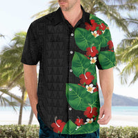 Hawaiian Taro Leaves-Hibiscus and Plumeria Hawaiian Shirt Polynesian Art-Kakau Tattoo Black LT03 - Polynesian Pride