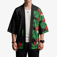 Hawaiian Taro Leaves-Hibiscus and Plumeria Kimono Polynesian Art-Kakau Tattoo Black LT03 - Polynesian Pride