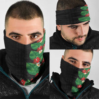 Hawaiian Taro Leaves-Hibiscus and Plumeria Neck Gaiter Polynesian Art-Kakau Tattoo Black LT03 - Polynesian Pride