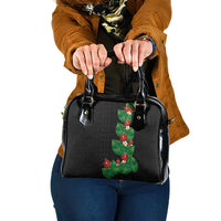 Hawaiian Taro Leaves-Hibiscus and Plumeria Shoulder Handbag Polynesian Art-Kakau Tattoo Black LT03 One Size Black - Polynesian Pride