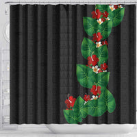 Hawaiian Taro Leaves-Hibiscus and Plumeria Shower Curtain Polynesian Art-Kakau Tattoo Black LT03 - Polynesian Pride