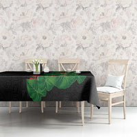 Hawaiian Taro Leaves-Hibiscus and Plumeria Tablecloth Polynesian Art-Kakau Tattoo Black LT03 - Polynesian Pride