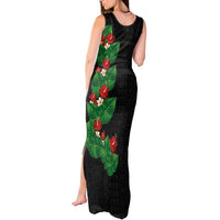 Hawaiian Taro Leaves-Hibiscus and Plumeria Tank Maxi Dress Polynesian Art-Kakau Tattoo Black LT03 - Polynesian Pride