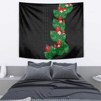 Hawaiian Taro Leaves-Hibiscus and Plumeria Tapestry Polynesian Art-Kakau Tattoo Black LT03 - Polynesian Pride