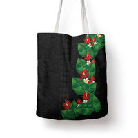 Hawaiian Taro Leaves-Hibiscus and Plumeria Tote Bag Polynesian Art-Kakau Tattoo Black LT03 - Polynesian Pride