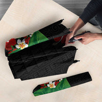 Hawaiian Taro Leaves-Hibiscus and Plumeria Umbrella Polynesian Art-Kakau Tattoo Black LT03 - Polynesian Pride
