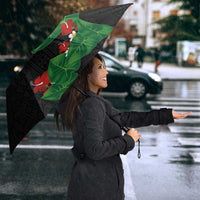 Hawaiian Taro Leaves-Hibiscus and Plumeria Umbrella Polynesian Art-Kakau Tattoo Black LT03 - Polynesian Pride
