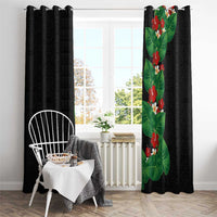 Hawaiian Taro Leaves-Hibiscus and Plumeria Window Curtain Polynesian Art-Kakau Tattoo Black LT03 - Polynesian Pride