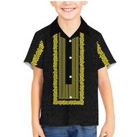 Philippines Polynesian Jasmine Pattern Family Matching Mermaid Dress and Hawaiian Shirt With Barong Tagalog Black Style LT03 Son's Shirt Black - Polynesian Pride