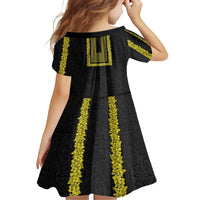 Philippines Polynesian Jasmine Pattern Family Matching Short Sleeve Bodycon Dress and Hawaiian Shirt With Barong Tagalog Black Style LT03 - Polynesian Pride