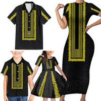 Philippines Polynesian Jasmine Pattern Family Matching Short Sleeve Bodycon Dress and Hawaiian Shirt With Barong Tagalog Black Style LT03 - Polynesian Pride