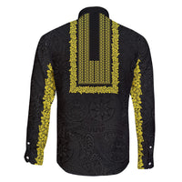 Philippines Polynesian Jasmine Pattern Family Matching Short Sleeve Bodycon Dress and Hawaiian Shirt With Barong Tagalog Black Style LT03 - Polynesian Pride