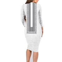 Philippines Polynesian Jasmine Pattern Family Matching Long Sleeve Bodycon Dress and Hawaiian Shirt With Barong Tagalog White Style LT03 - Polynesian Pride
