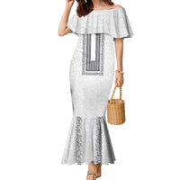 Philippines Polynesian Jasmine Pattern Family Matching Mermaid Dress and Hawaiian Shirt With Barong Tagalog White Style LT03 Mom's Dress White - Polynesian Pride