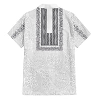 Philippines Polynesian Jasmine Pattern Family Matching Short Sleeve Bodycon Dress and Hawaiian Shirt With Barong Tagalog White Style LT03 - Polynesian Pride