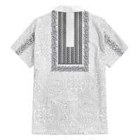 Philippines Polynesian Jasmine Pattern Family Matching Summer Maxi Dress and Hawaiian Shirt With Barong Tagalog White Style
