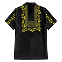 Philippines Polynesian Floral Pattern Family Matching Short Sleeve Bodycon Dress and Hawaiian Shirt With Barong Tagalog Black Style LT03 - Polynesian Pride
