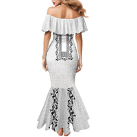 Philippines Polynesian Floral Pattern Family Matching Mermaid Dress and Hawaiian Shirt With Barong Tagalog White Style LT03 - Polynesian Pride