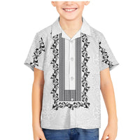 Philippines Polynesian Floral Pattern Family Matching Mermaid Dress and Hawaiian Shirt With Barong Tagalog White Style LT03 Son's Shirt White - Polynesian Pride