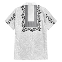 Philippines Polynesian Floral Pattern Family Matching Off Shoulder Maxi Dress and Hawaiian Shirt With Barong Tagalog White Style LT03 - Polynesian Pride